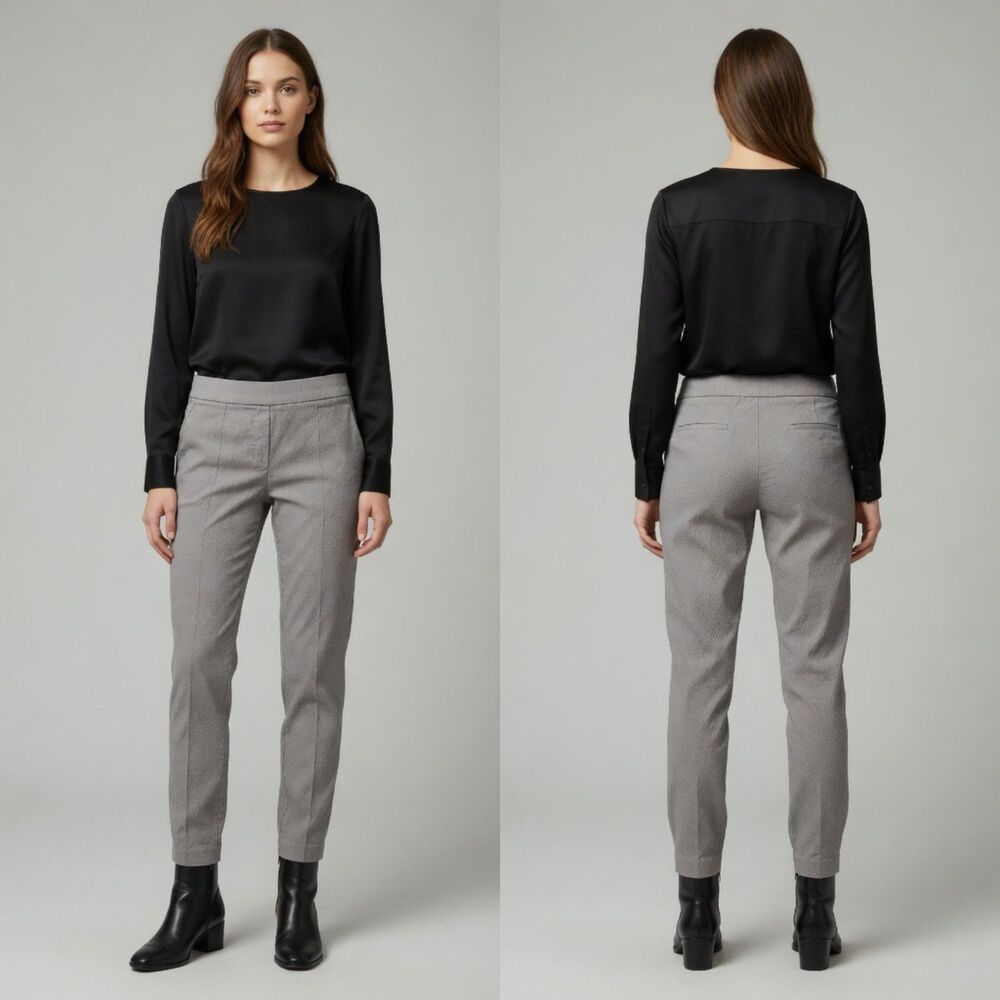 Jasmine & Juliana Ash Grey Textured Pull-On Pants Size 14 Stretch Ankle Pants